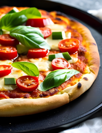 cauliflower pizza with vegetable toppings