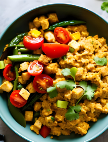 Scrambled Tofu with Veggies - Tofu Veggie Scramble Fiesta