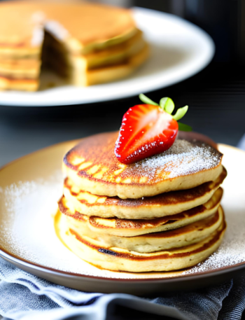 Whole Grain Pancakes with Sugar-Free Syrup - Fluffy Grainstack with Sweet Syrup