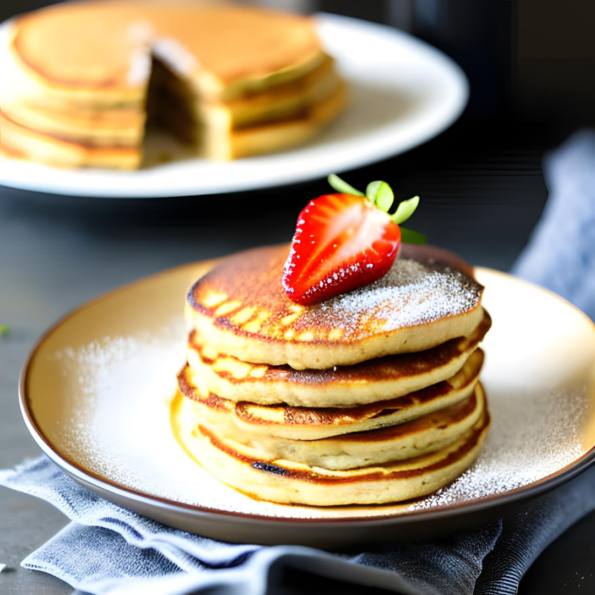 Whole Grain Pancakes with Sugar-Free Syrup - Fluffy Grainstack with Sweet Syrup
